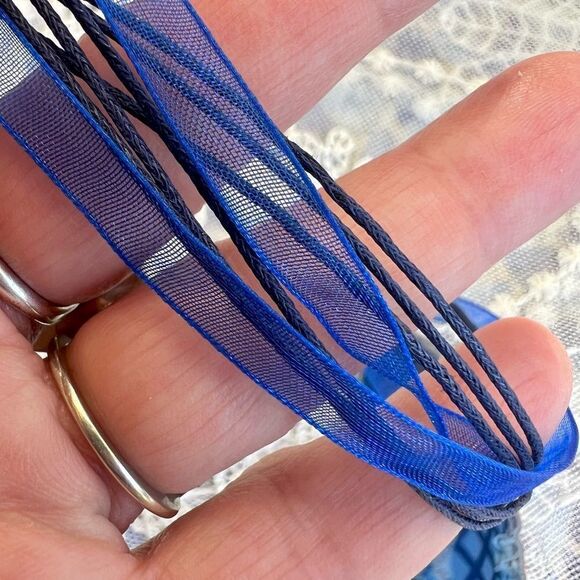 Vintage Blue Polished Genuine Geode Slab Necklace 16”-18” - Picture 8 of 11